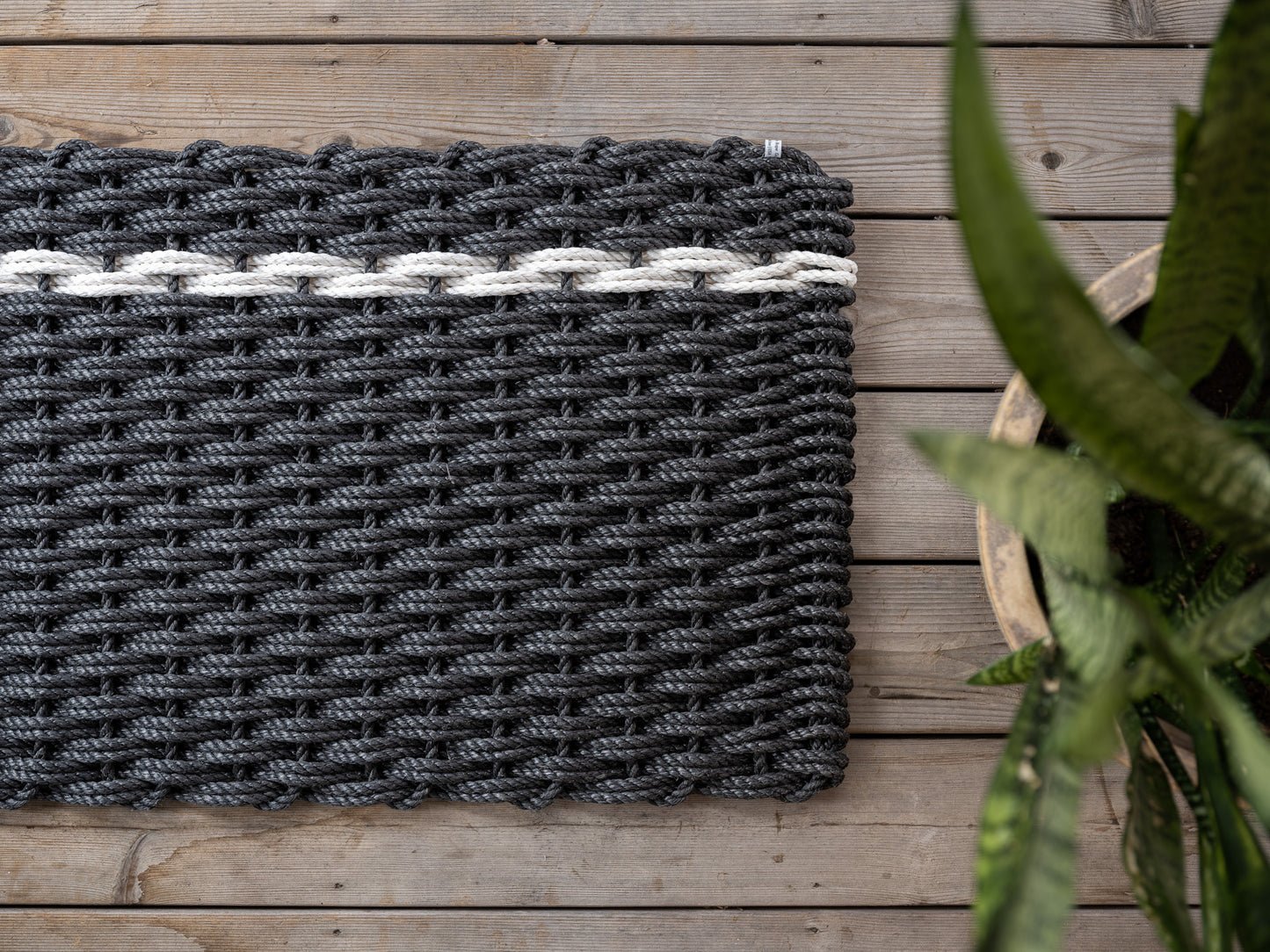 Charcoal with Pearl Stripe Doormat