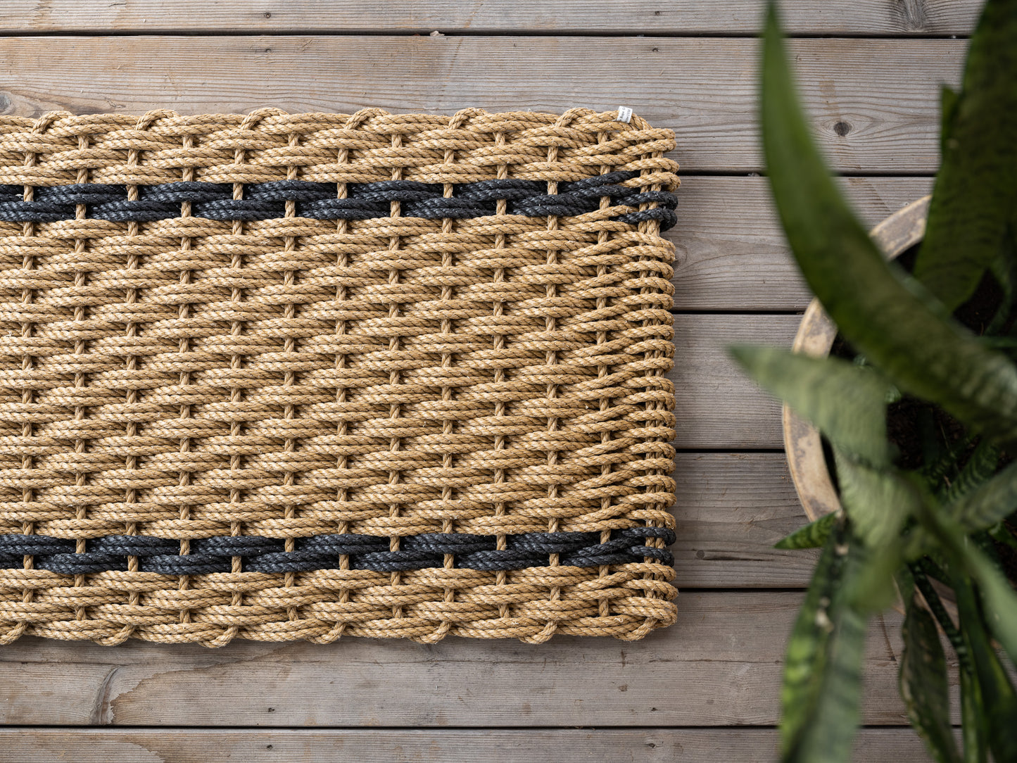 Wheat with Charcoal Stripes Doormat