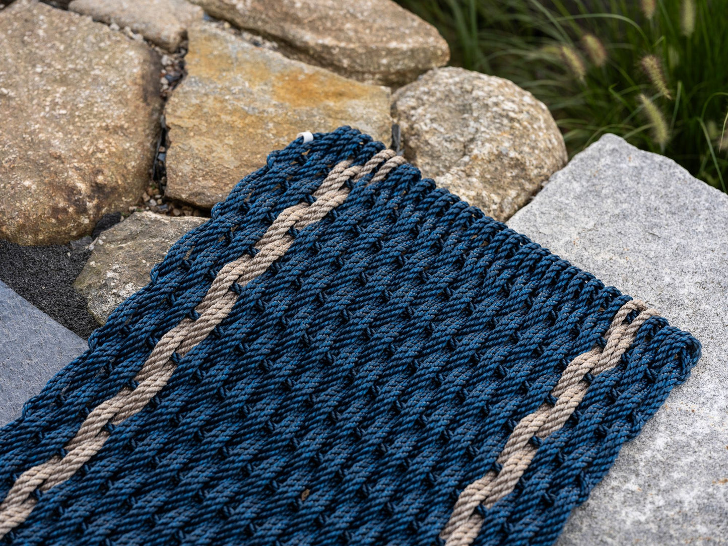 Navy with 2 Sand Stripes Doormat