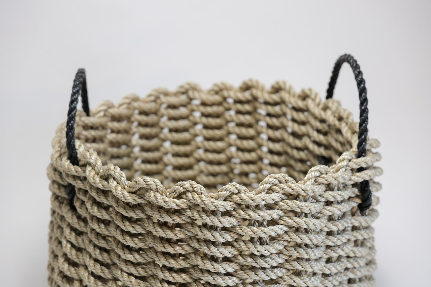 Sand w/Charcoal handles Heritage Rope Basket