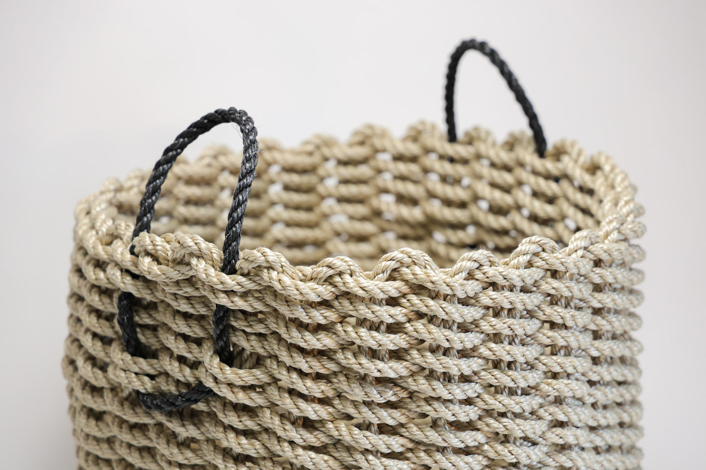 Sand w/Charcoal handles Heritage Rope Basket