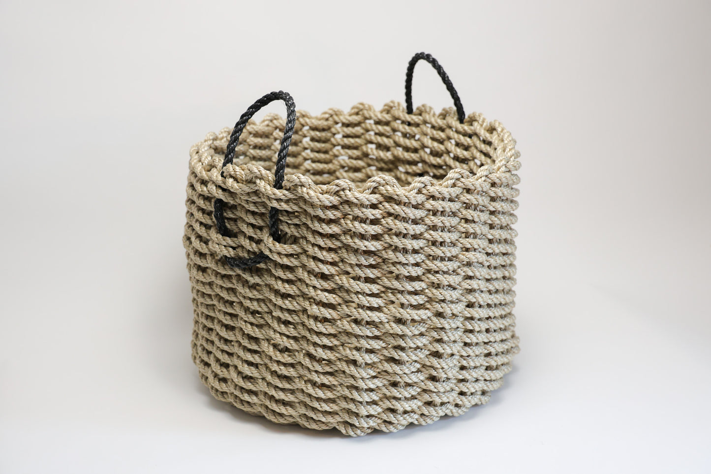 Sand w/Charcoal handles Heritage Rope Basket