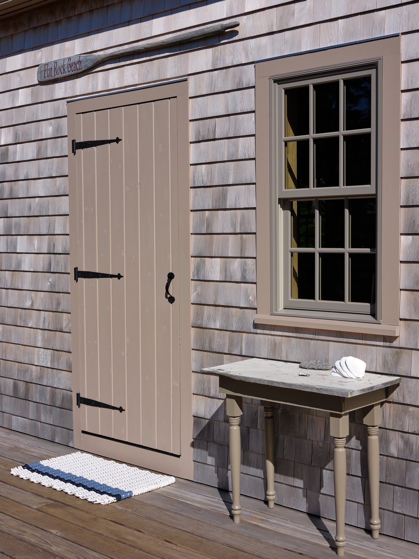 Pearl with Glacier Bay + Navy Stripes Doormat