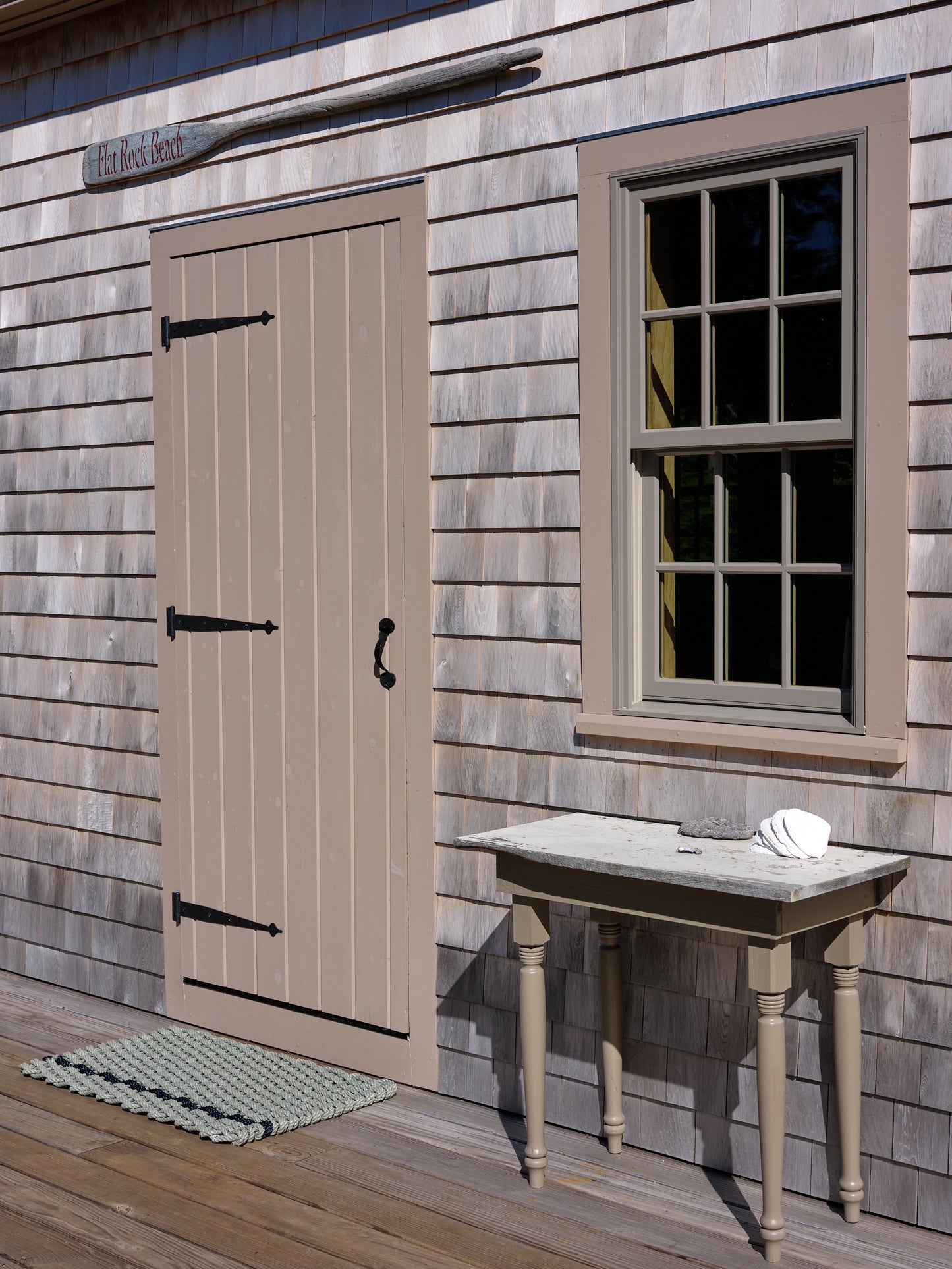 Sage with Navy Stripe Doormat