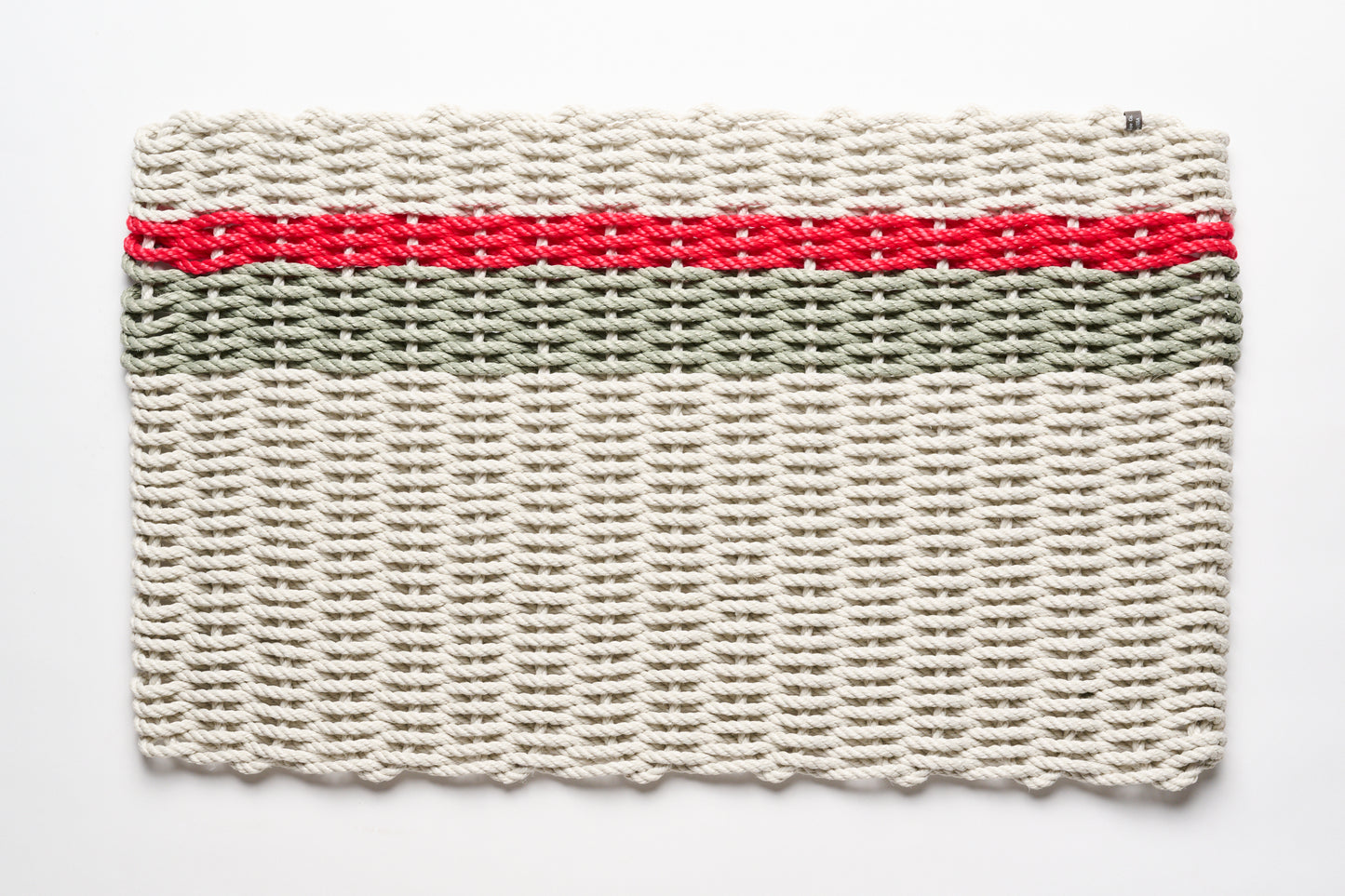 Oyster w/ Cherry + Sage Stripes Doormat