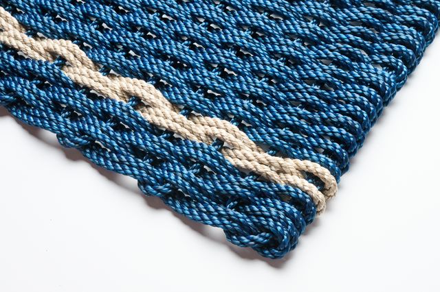 Navy with 2 Sand Stripes Doormat