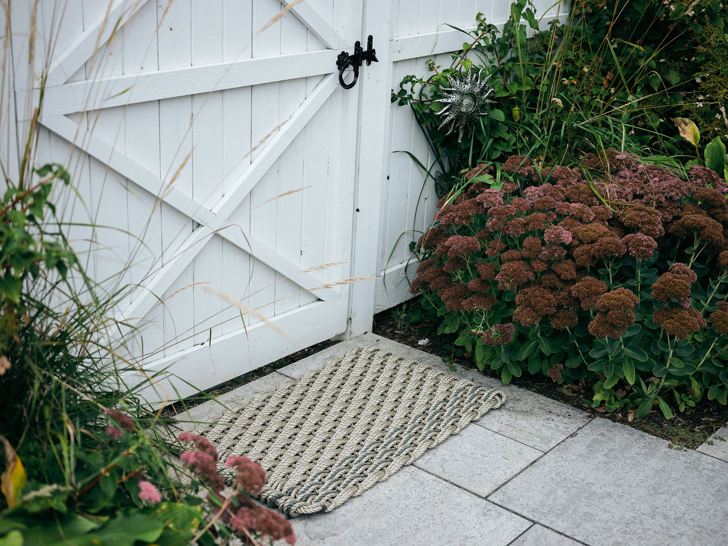 Sand + Blue Spruce Single Stripes Doormat