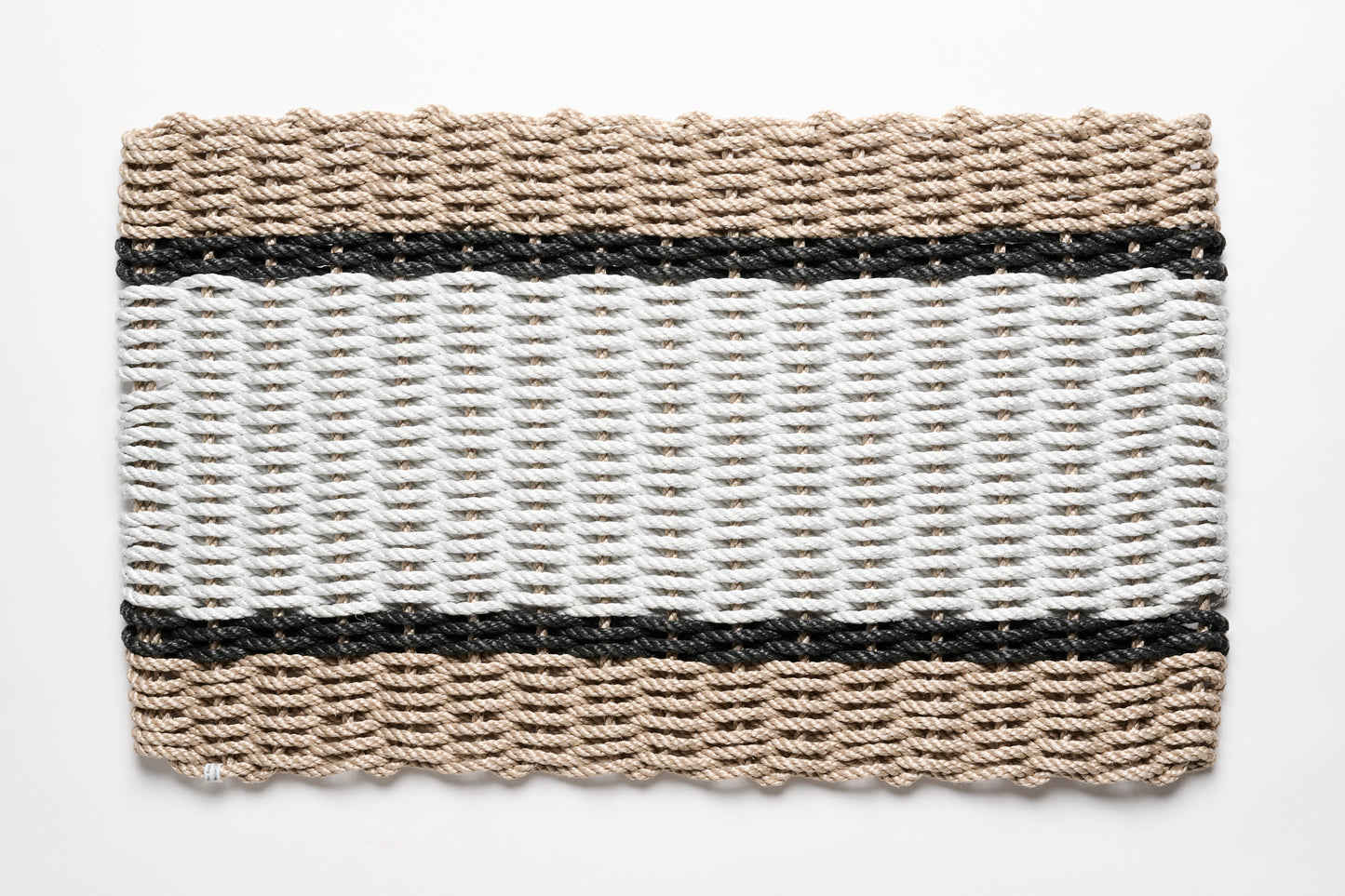 Sand with Fog Gray + 2 Charcoal Stripes Doormat