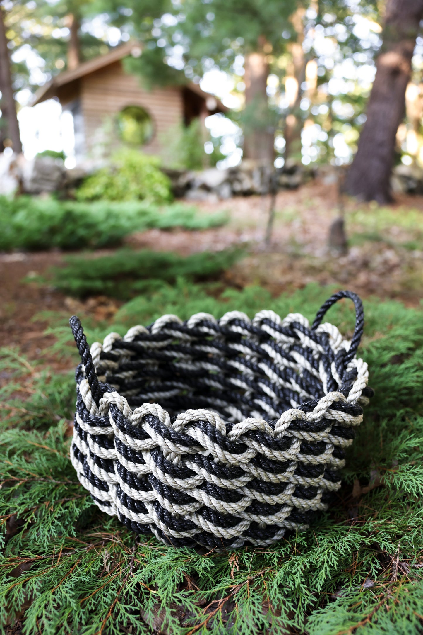 Sand + Charcoal double weave Heritage Rope Basket