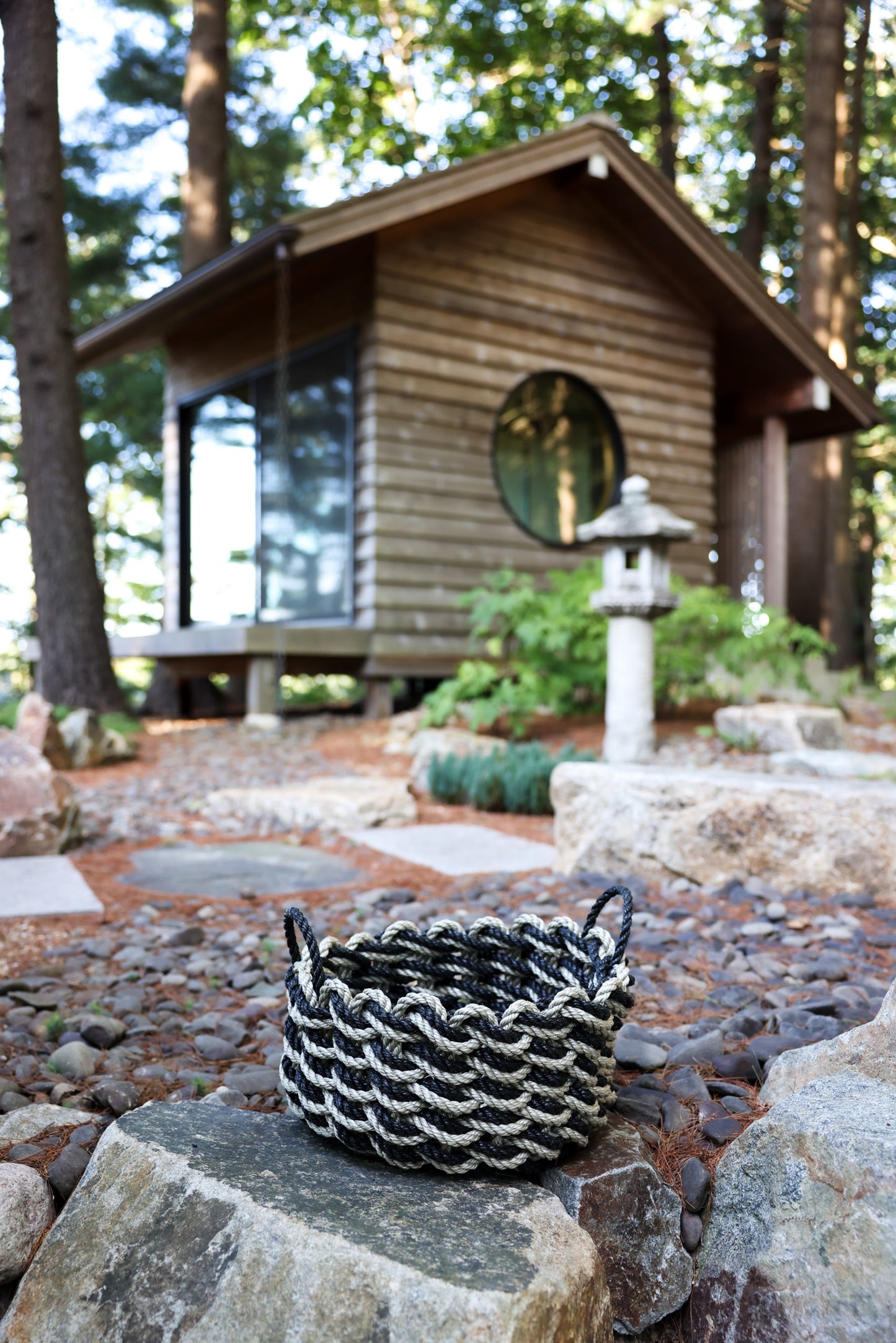 Sand + Charcoal double weave Heritage Rope Basket
