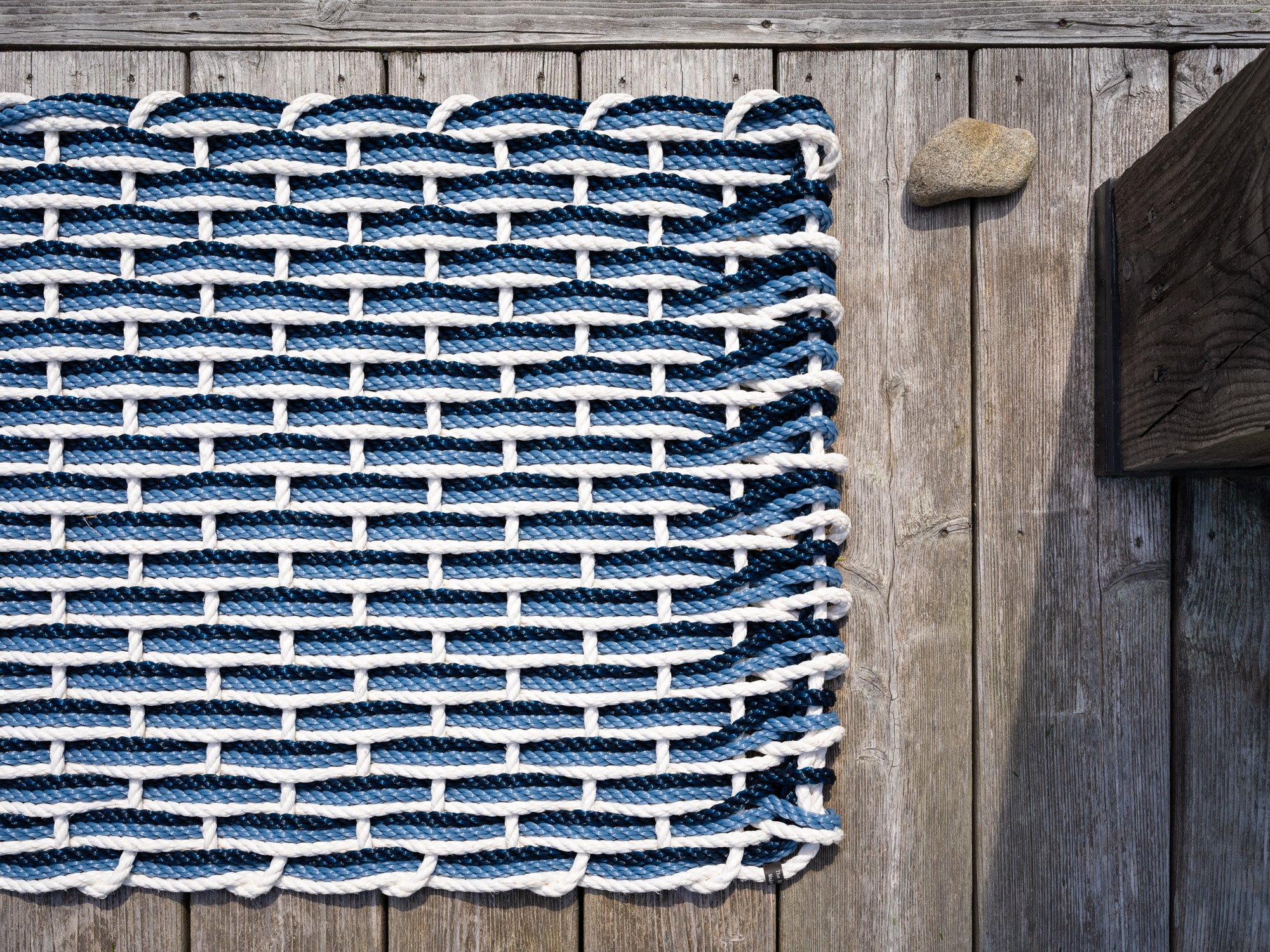 Pearl + Glacier Bay + Navy Doormat | Woven Lobster Rope Doormats