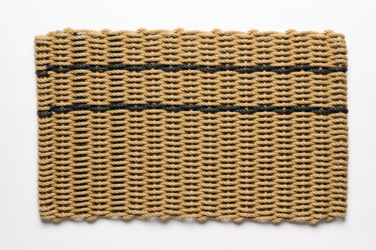 Wheat w/ 2 Thin Charcoal Stripes Doormat