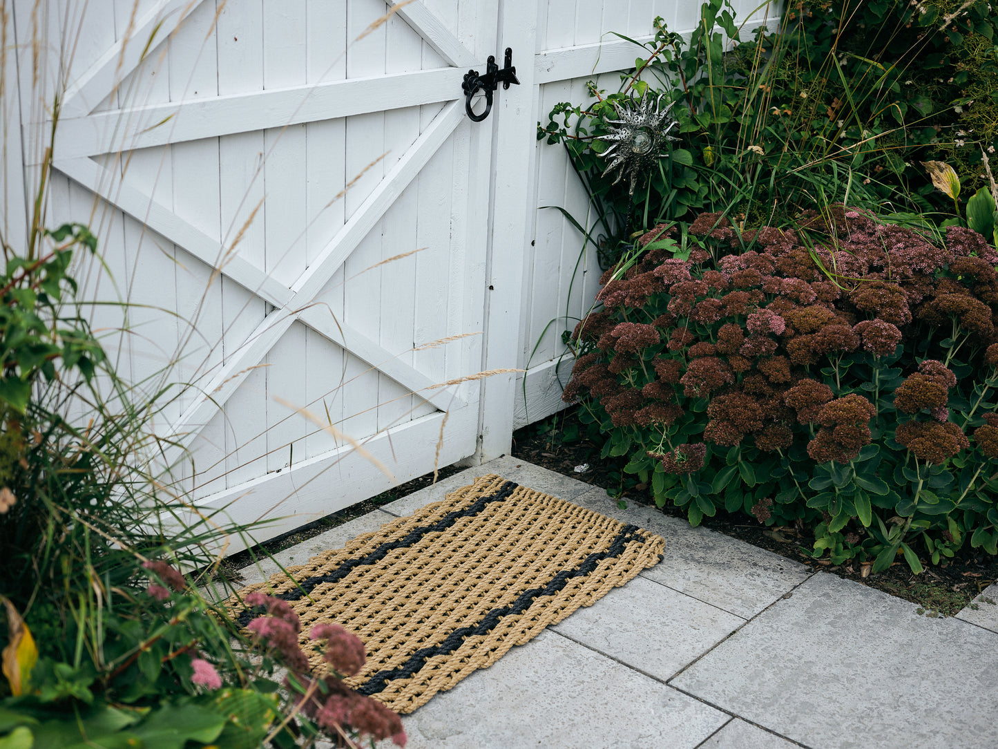 Wheat with 2 Charcoal Stripes Doormat