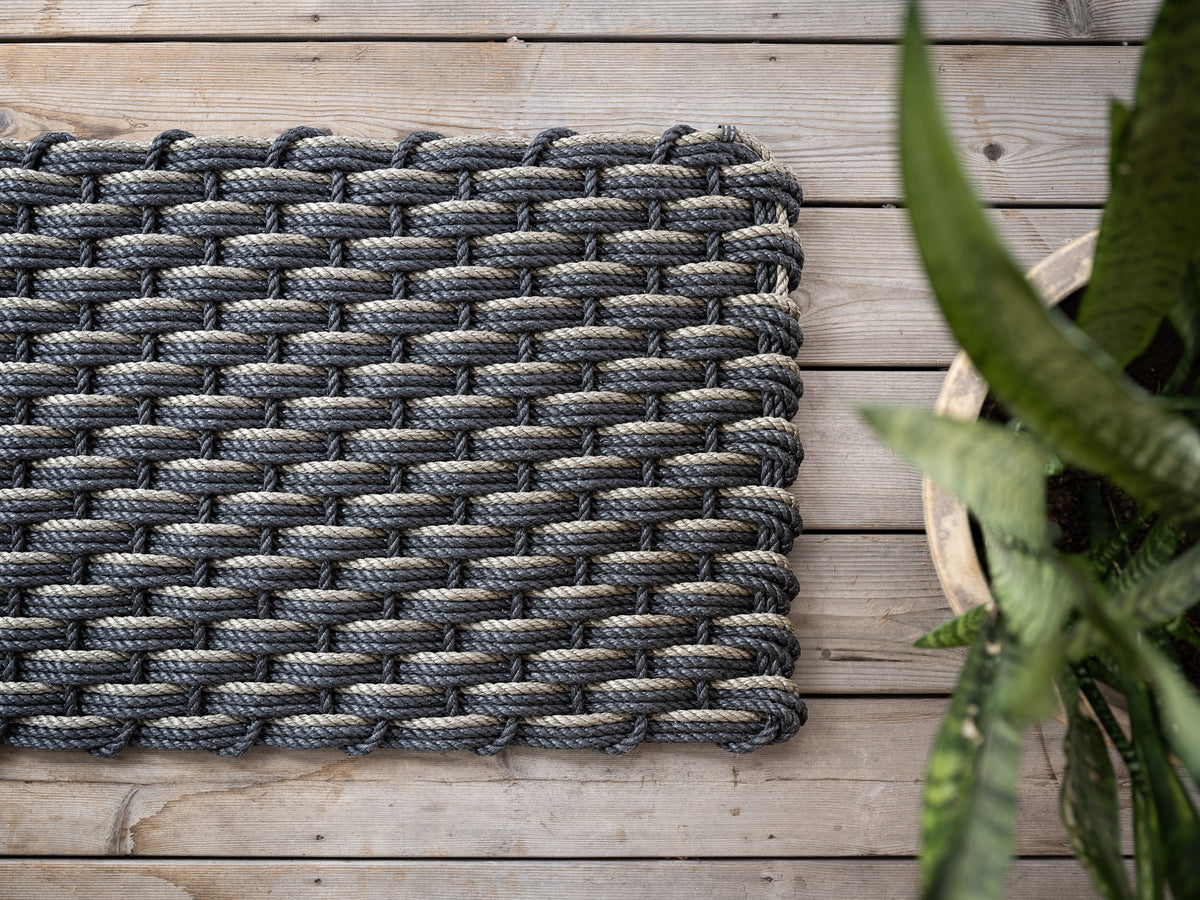 Charcoal + Charcoal + Mushroom Doormat | Woven Lobster Rope Doormats ...