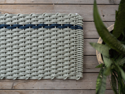 Sage with Navy Stripe Doormat