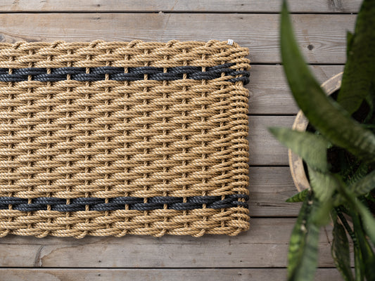 Wheat with Charcoal Stripes Doormat