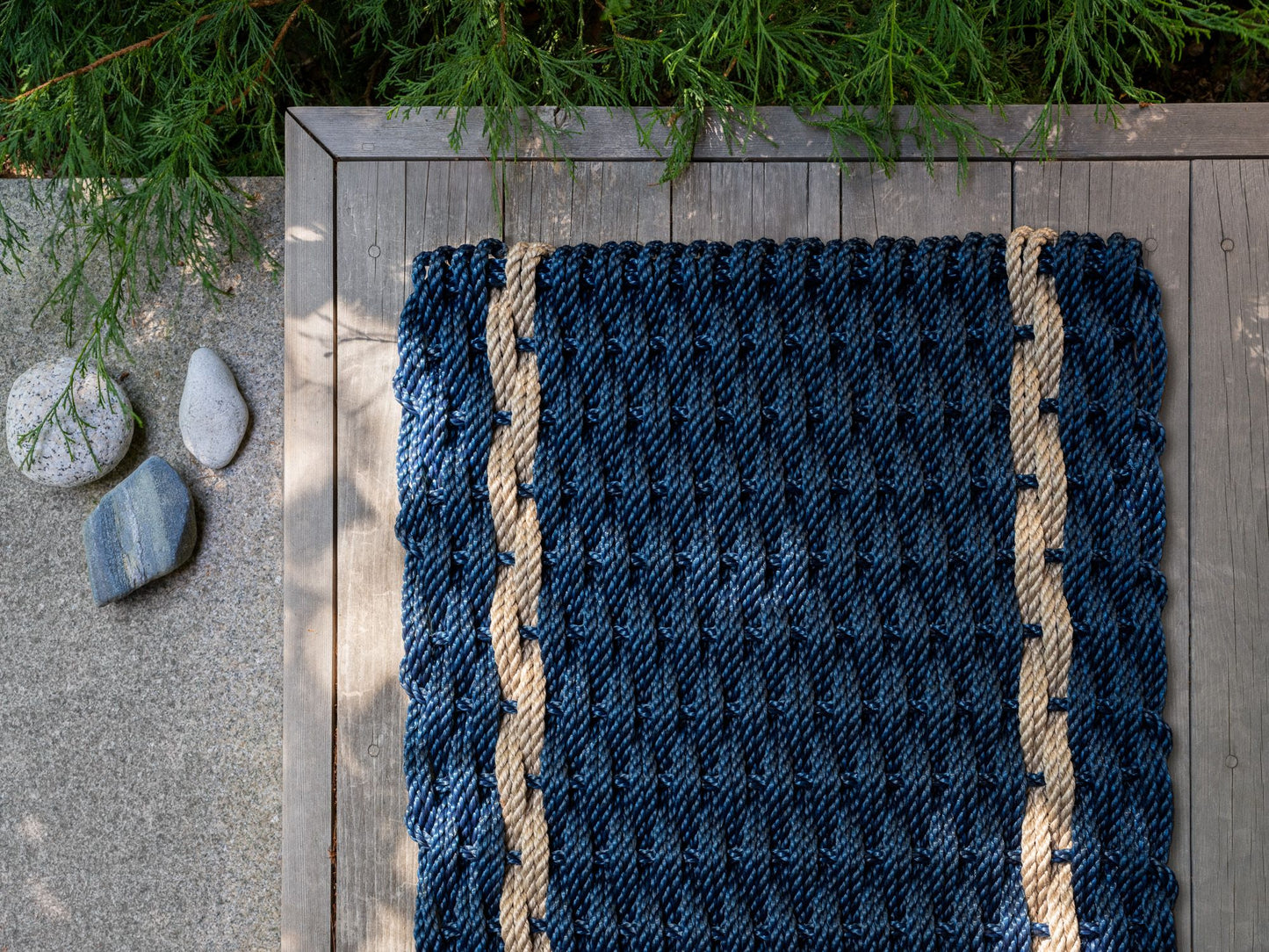 Navy with 2 Sand Stripes Doormat