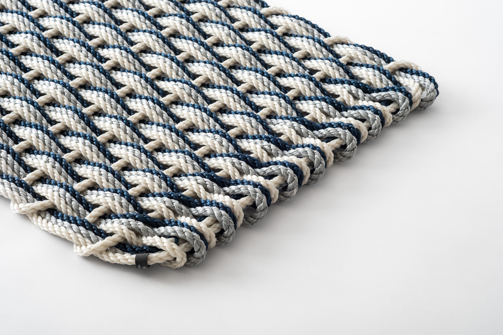 Oyster / Weathered Gray / Navy Doormat | Woven Lobster Rope