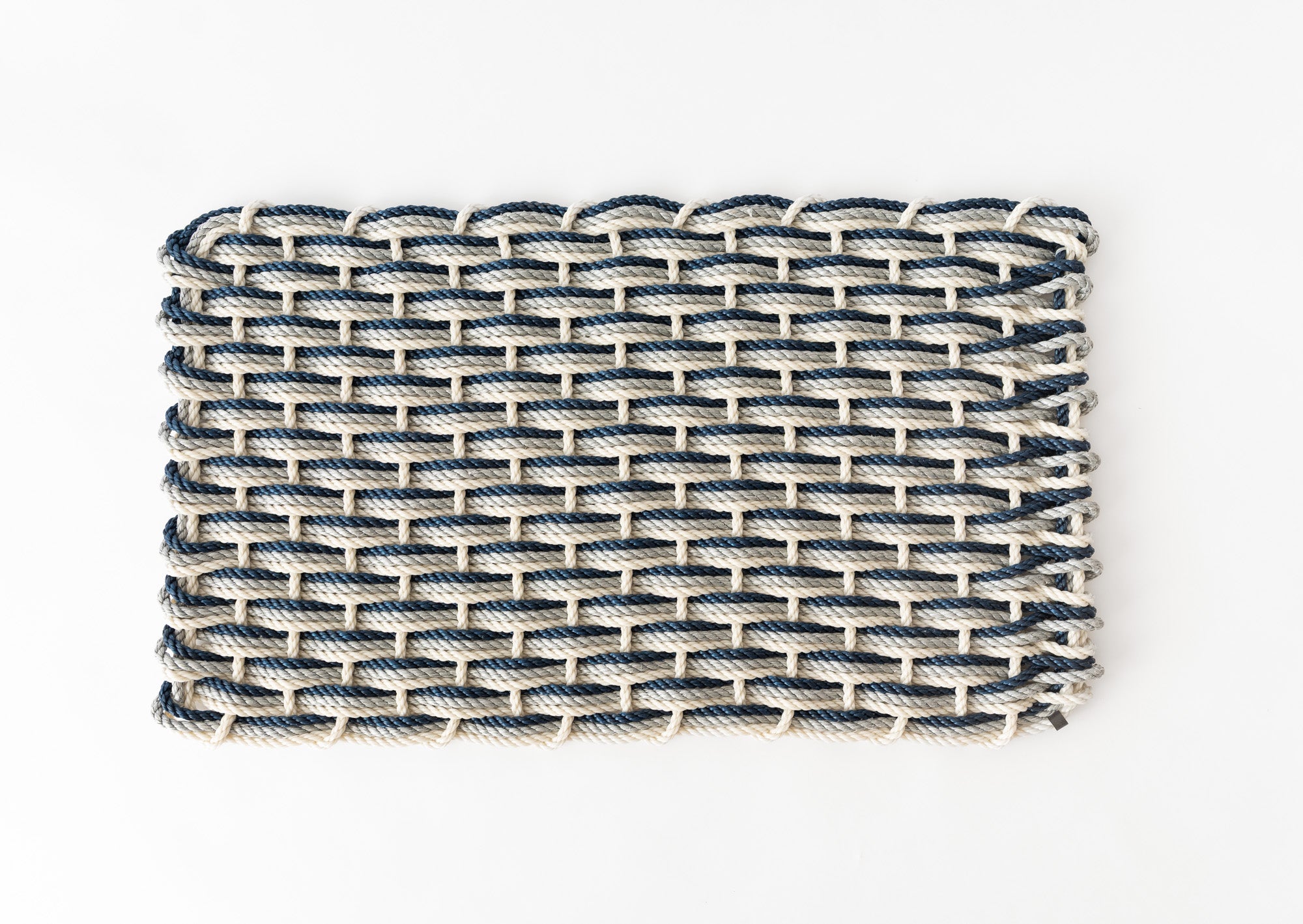 Oyster / Weathered Gray / Navy Doormat | Woven Lobster Rope