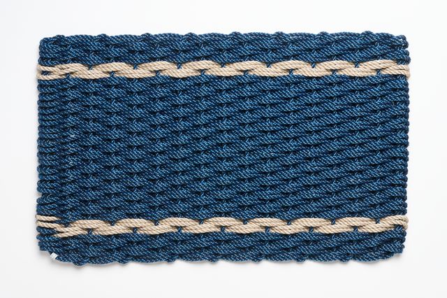 Navy with 2 Sand Stripes Doormat