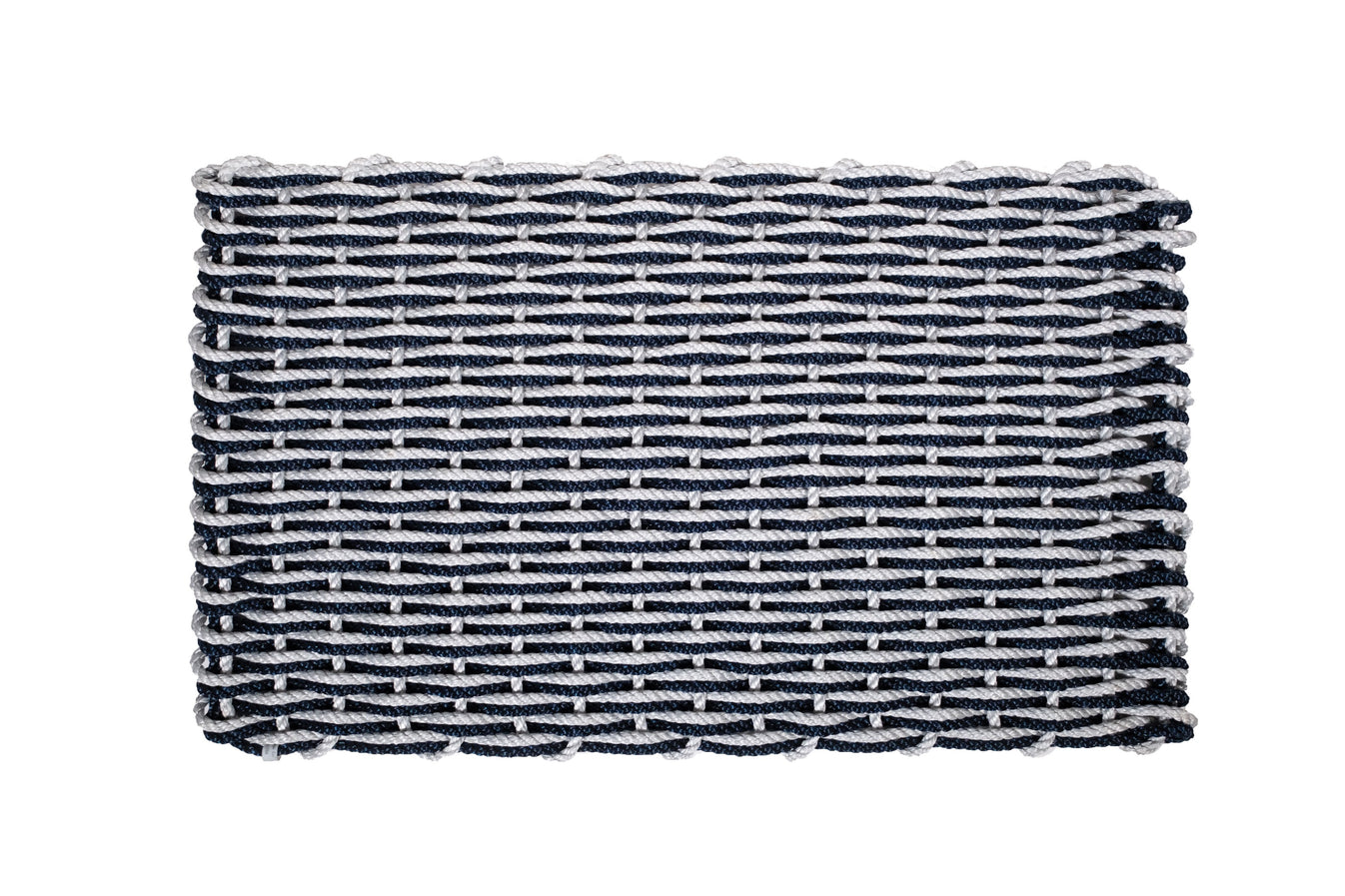 Fog Gray + Navy Doormat Woven Lobster Rope Doormats The Rope Co