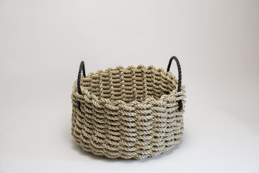Sand w/Charcoal handles Heritage Rope Basket