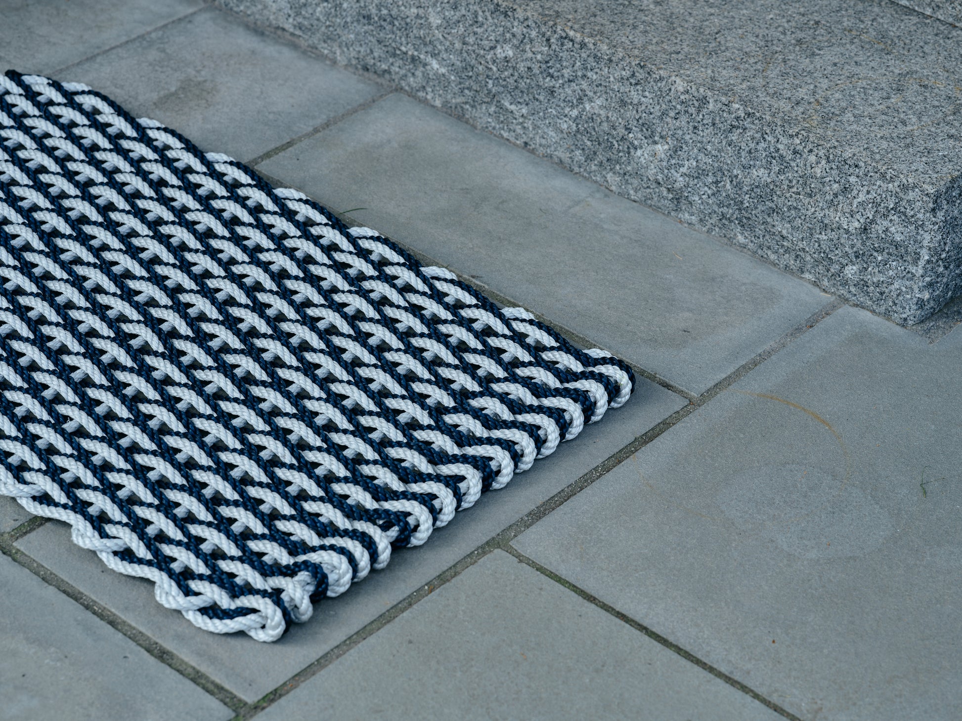 Lobster Rope Doormat, Made in Maine Rope Door Mat, Navy & Silver