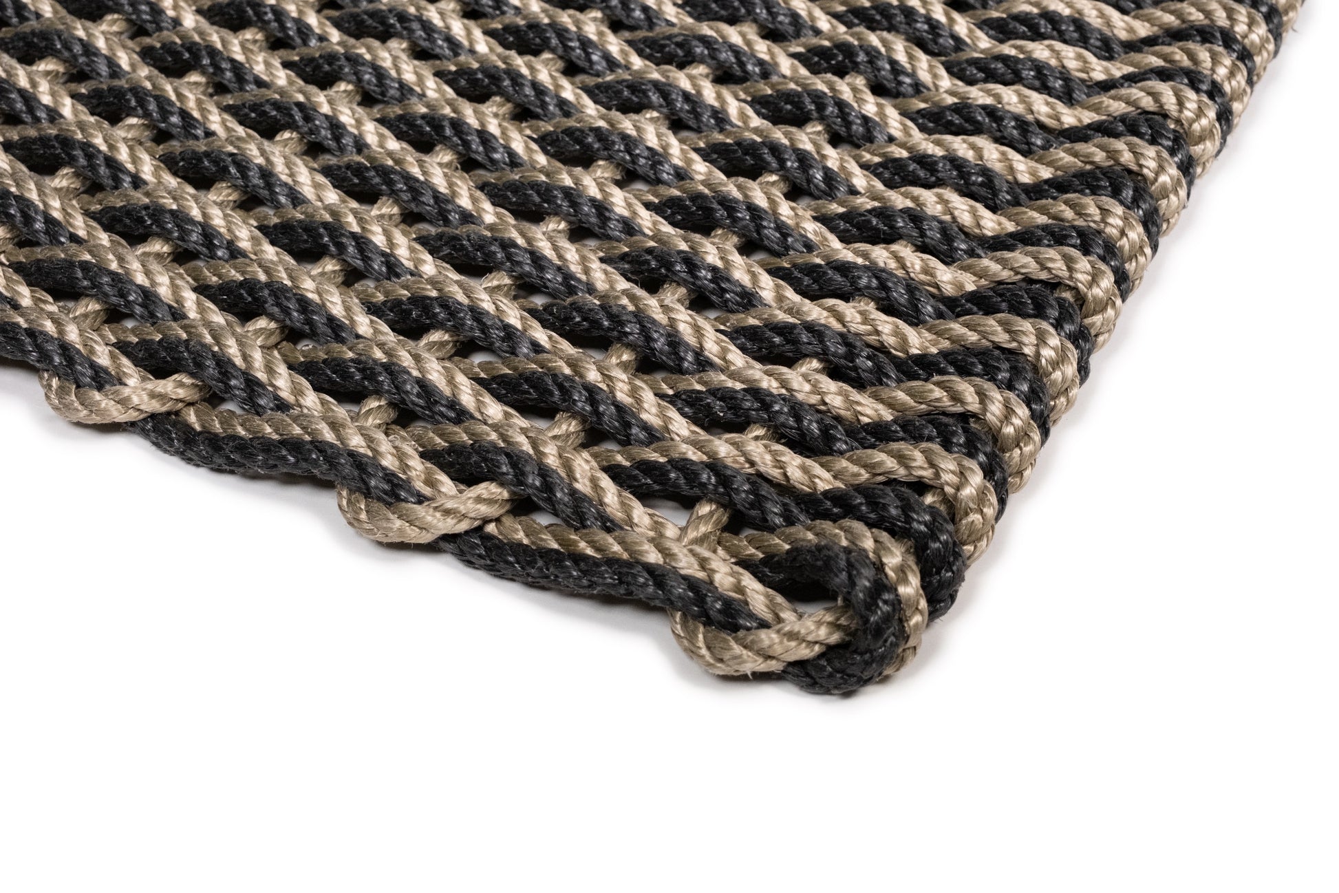 The Rope Co. Braided Rope Doormat - 26 x 50, Fog Grey & Navy