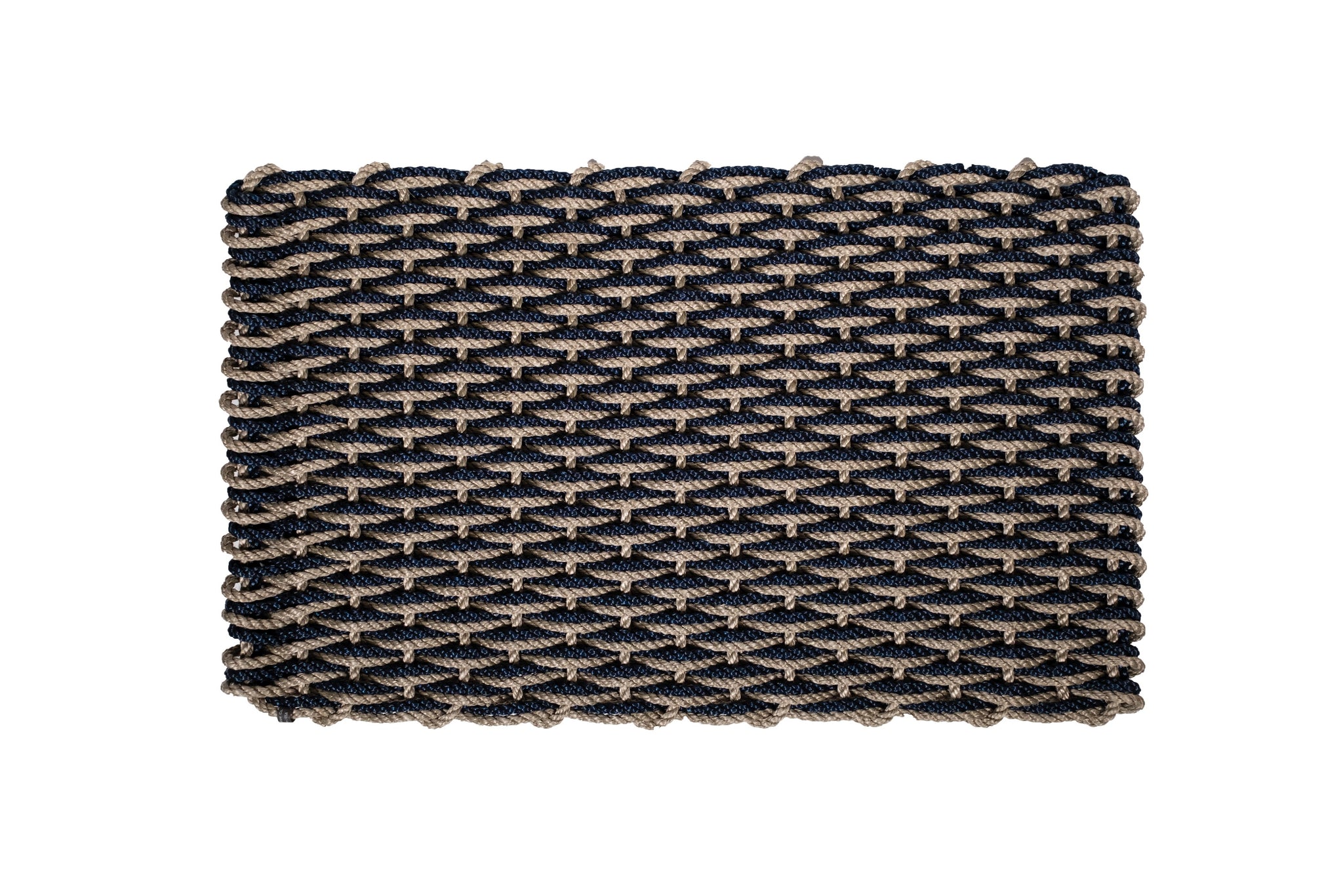 Sand + Navy Doormat Woven Lobster Rope Doormats The Rope Co