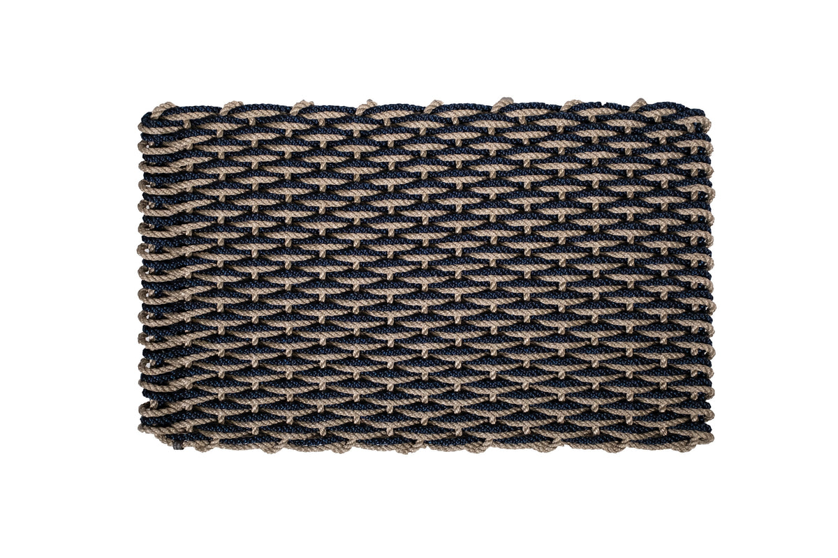 Sand + Navy Doormat Woven Lobster Rope Doormats The Rope Co