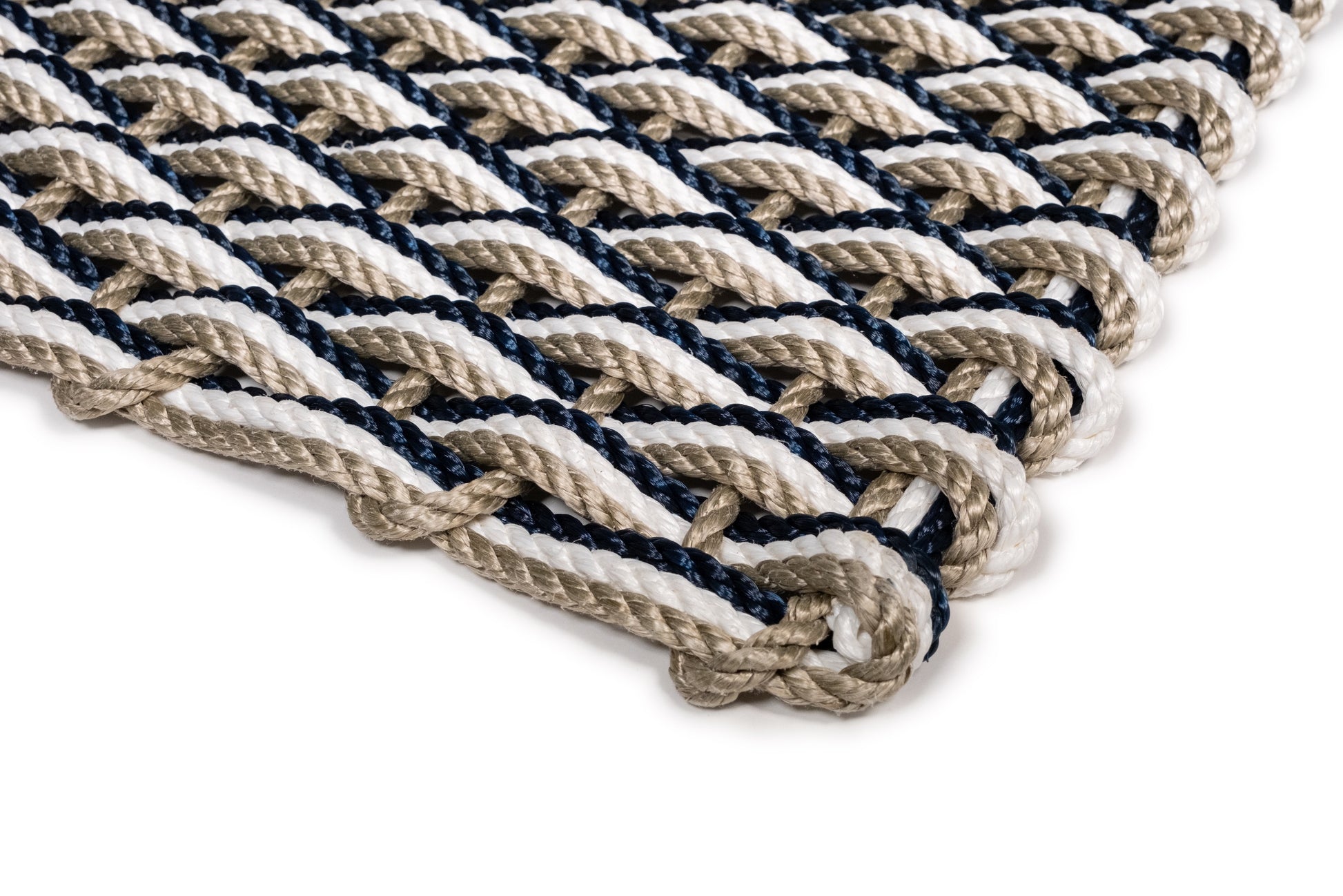 The Rope Co. Braided Rope Doormat - 24 x 38, Sand & Navy