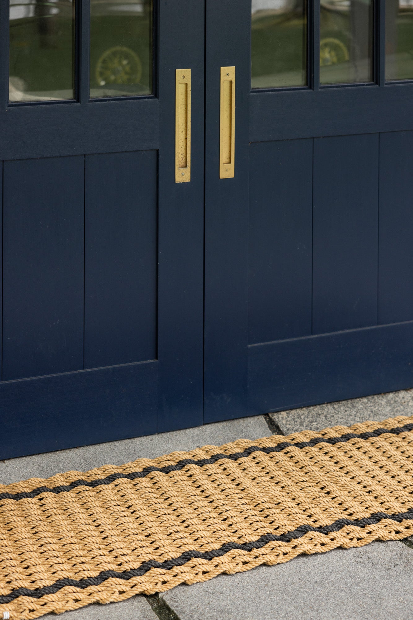 Wheat + Charcoal Stripes | Woven Rope Doormats | The Rope Co
