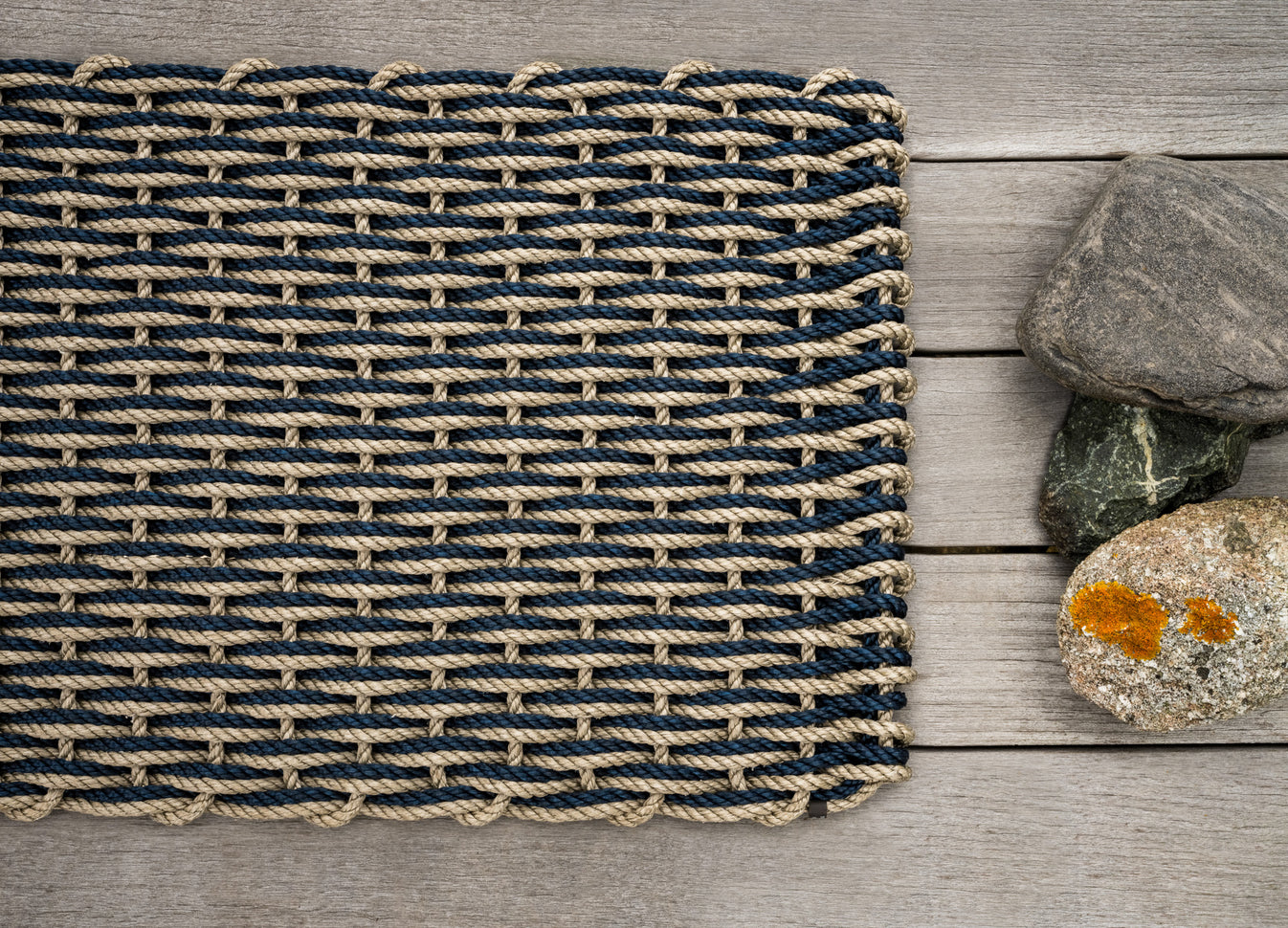 Sand + Navy Doormat | Woven Lobster Rope Doormats | The Rope Co