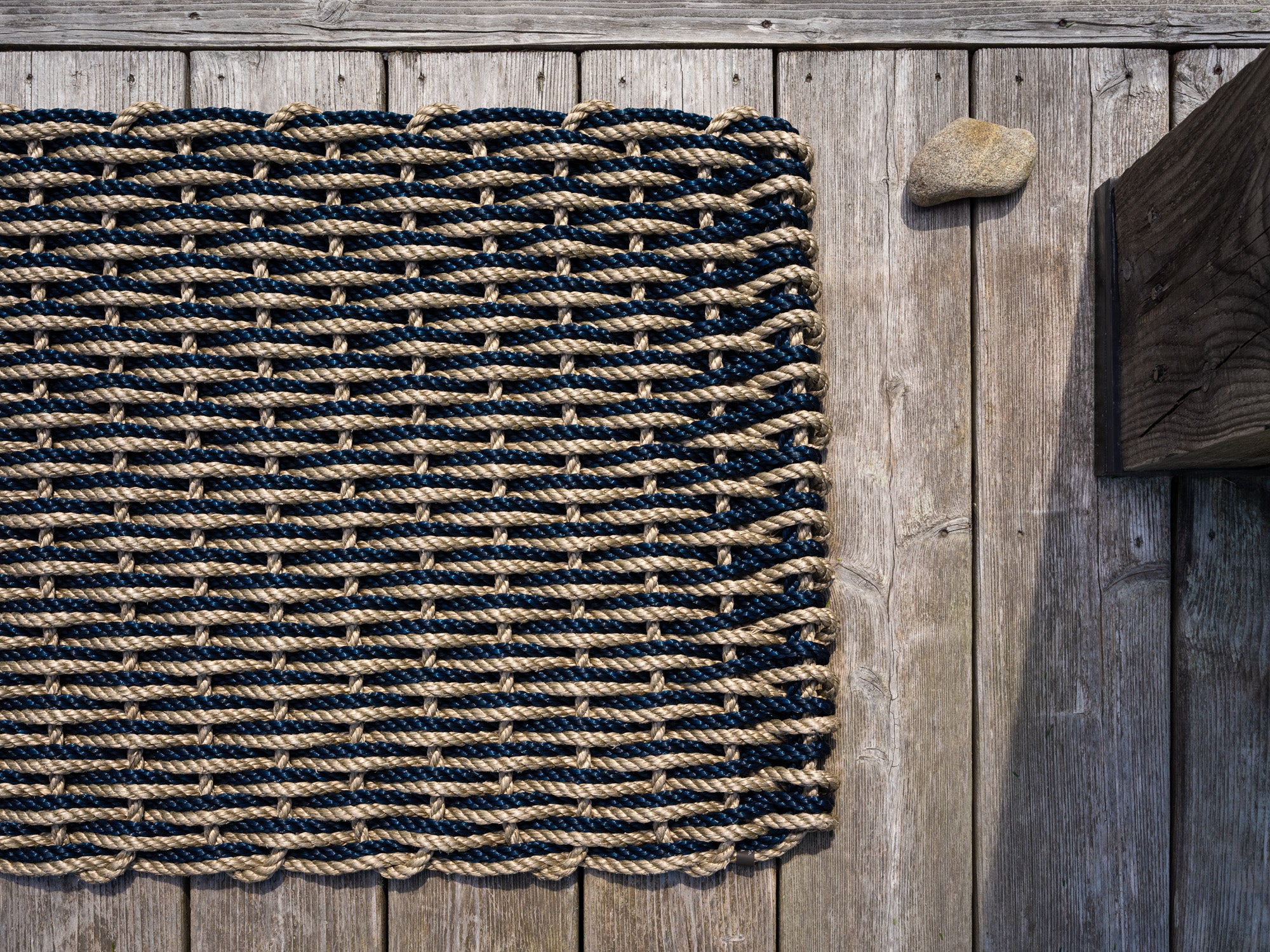 Sand + Navy Doormat | Woven Lobster Rope Doormats | The Rope Co Sand + Navy Doormat | Woven Lobster Rope Doormats | The Rope Co