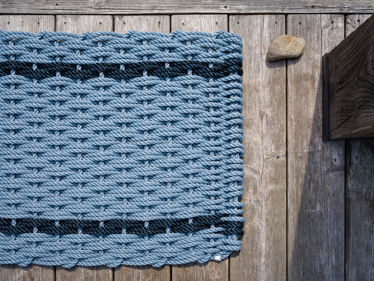 Glacier Bay with 2 Navy Stripes Doormat
