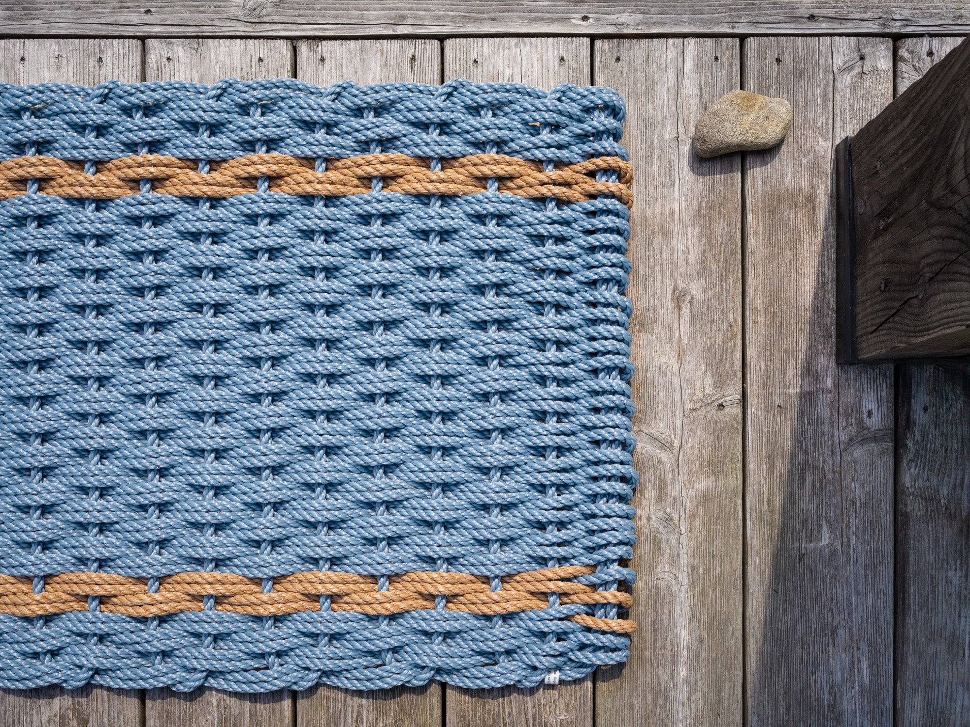 Glacier Bay with 2 Wheat Stripes Doormat – The Rope Co