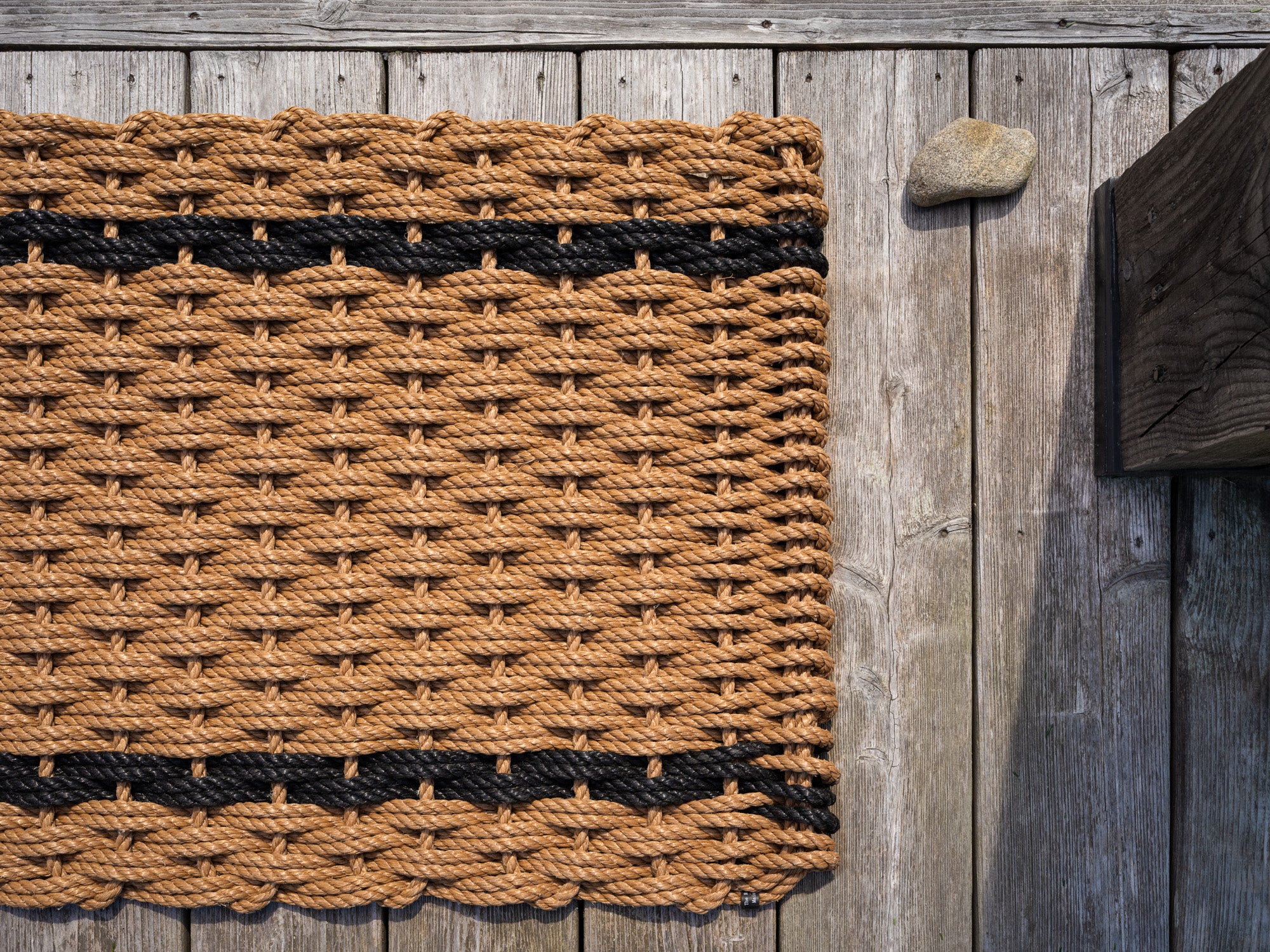 Wheat + Charcoal Stripes | Woven Rope Doormats | The Rope Co