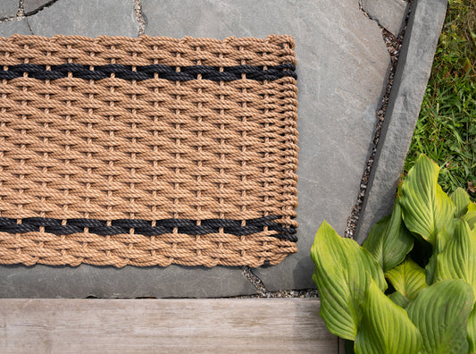 Wheat with 2 Charcoal Stripes Doormat