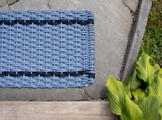 Glacier Bay with 2 Navy Stripes Doormat