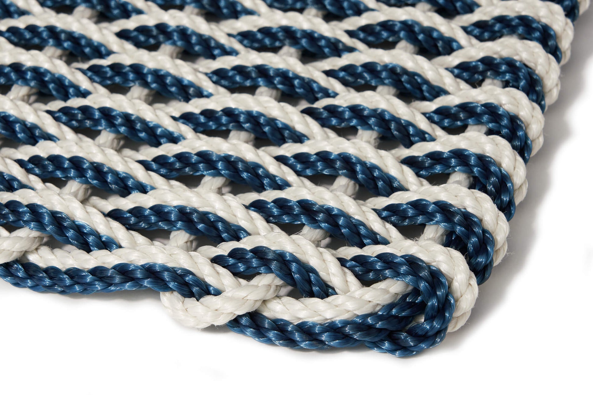 The Rope Co. Braided Rope Doormat - 24 x 38, Sand & Navy