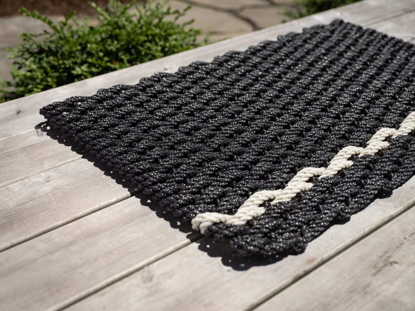 Charcoal with Oyster Stripe Doormat 18"x30"